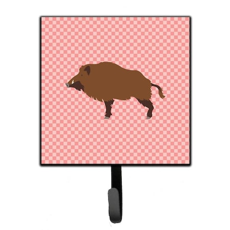 Carolines Treasures Wild Boar Pig Pink Check Leash or Key Holder BB7936SH4